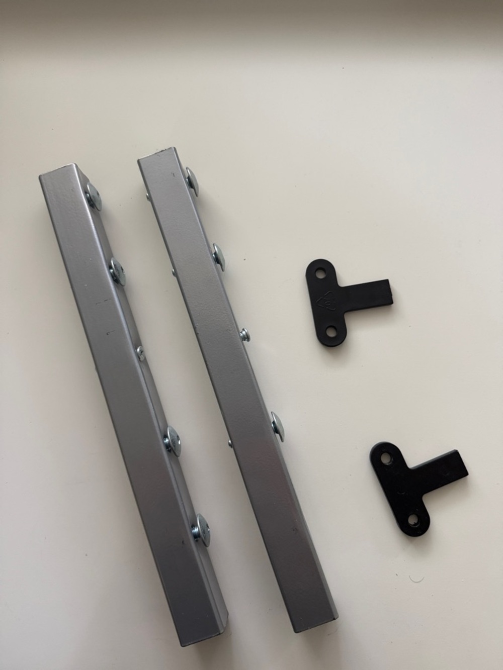 Silver Metal Ikea Galant Desk connector package. Short rails